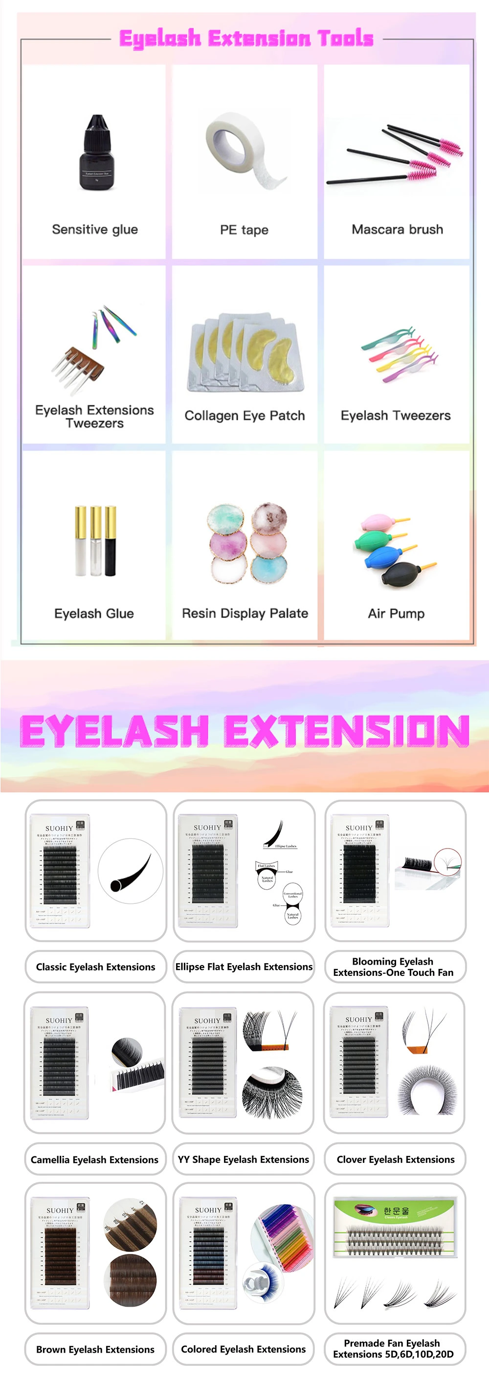 Free Sample Customize Eyelash Extensions Pre Made Fans Spikes Russian Volume Fairy Lash Extensions