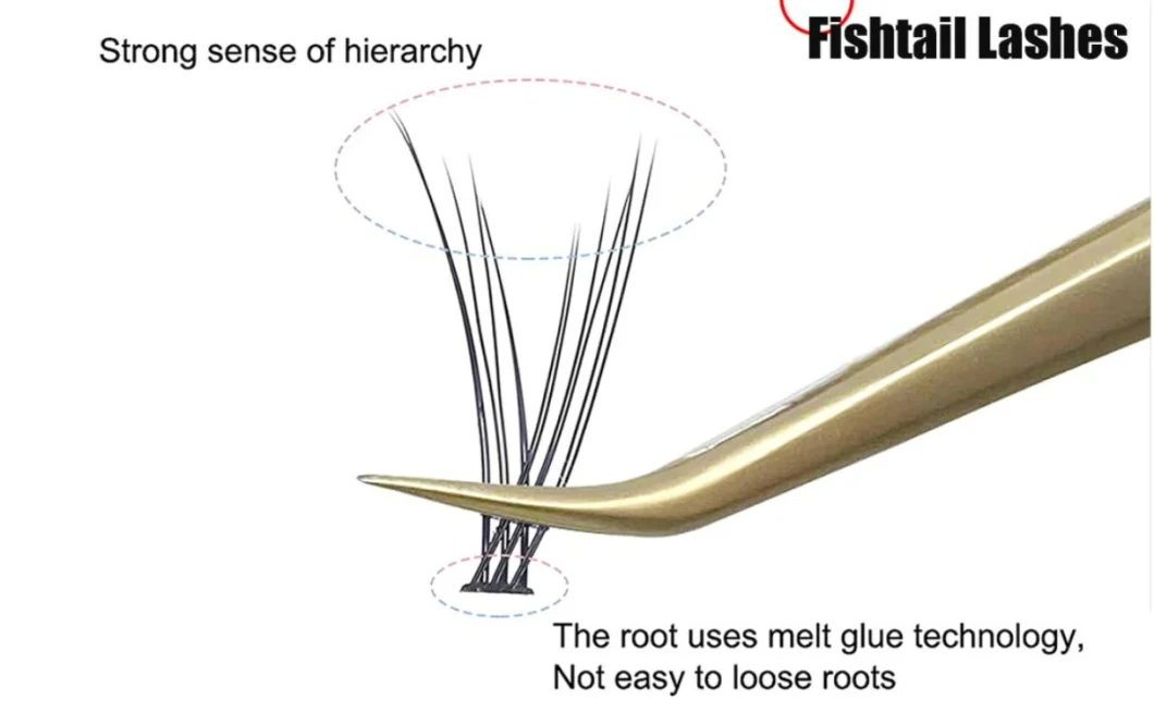 Newly Designed Wheat Spike Upgrade Prefab Split Lashes 8-16mm Factory Price Manual Hot Bond Cluster Fan Eyelash Extension