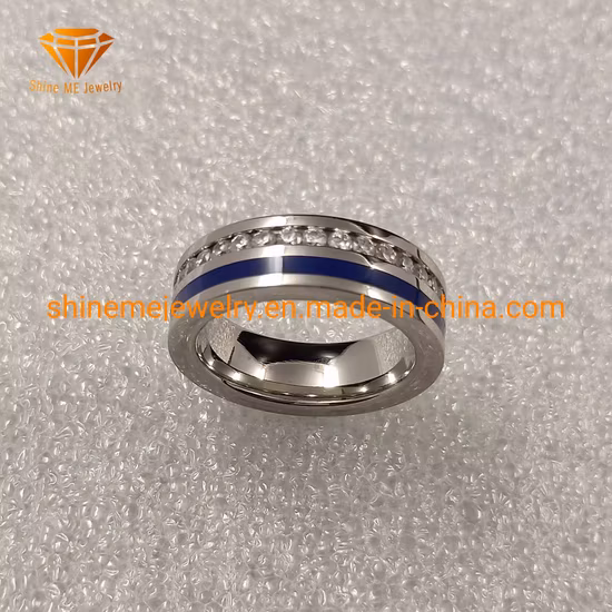 Shineme 쥬얼리 지르콘 및 글루 블루 인기 스테인레스 스틸 반지 SSR1950