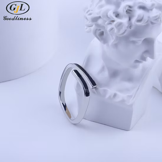 S925 스털링 실버 에나멜 접착제 지르콘 스택 오픈 링 착용