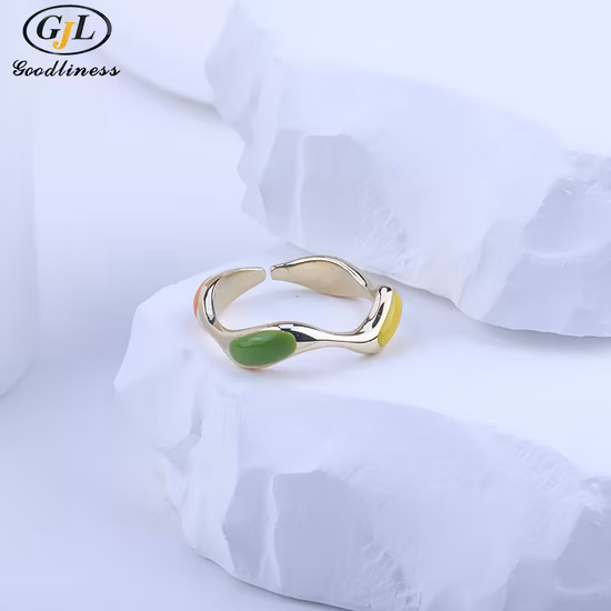 불규칙한 점적 접착제가 있는 S925 스털링 실버 조절 가능 링