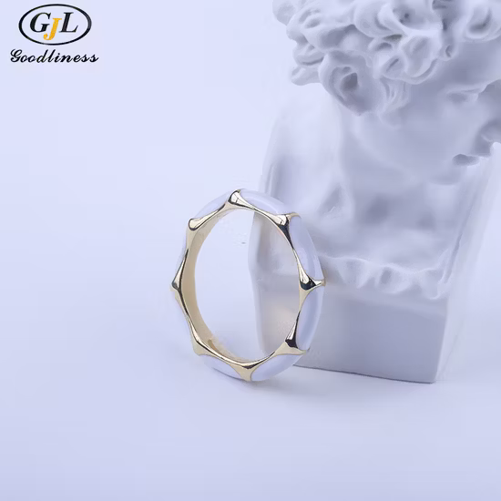 새로운 스타일 S925 스털링 실버 대나무 드롭 접착제 에나멜 반지