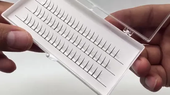 Mengfan 중국 하이브리드 클래식 속눈썹 공급 업체 제트 블랙 매트 인조 밍크 속눈썹 연장, 개별 타원형 플랫 속눈썹 연장, 요정 클러스터 속눈썹